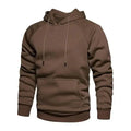 Men's Solid Color Knit Hoodie - Minimalist Streetwear Pullover
