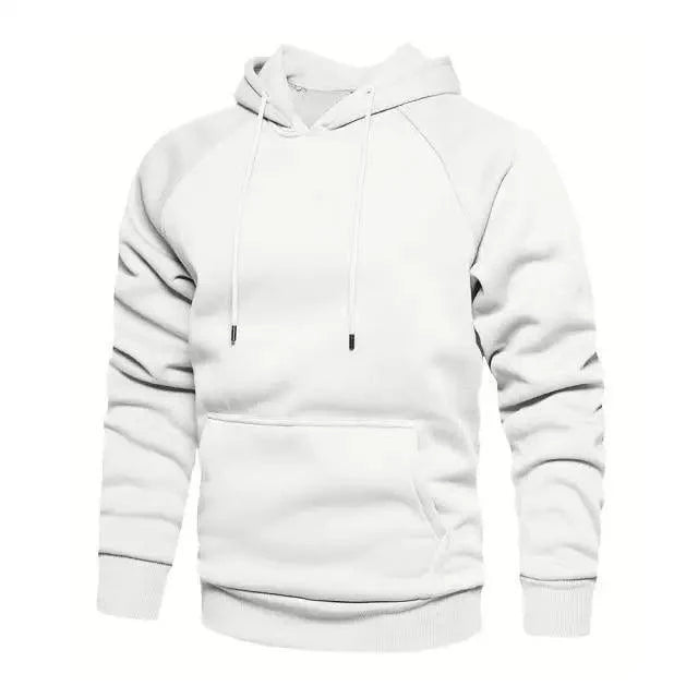 Men's Solid Color Knit Hoodie - Minimalist Streetwear Pullover