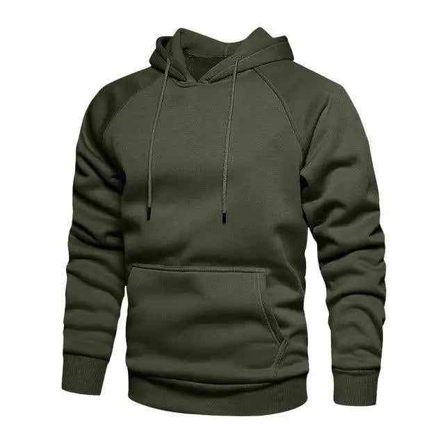 Men's Solid Color Knit Hoodie - Minimalist Streetwear Pullover