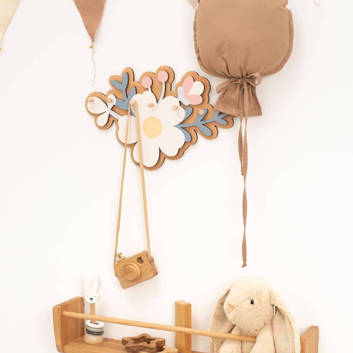 Decorative Flower Wall Hooks for Nursery and Kids Room Decor