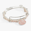 Set of two Breast Cancer Awareness bangles with pink pearls and HOPE enamel charm
