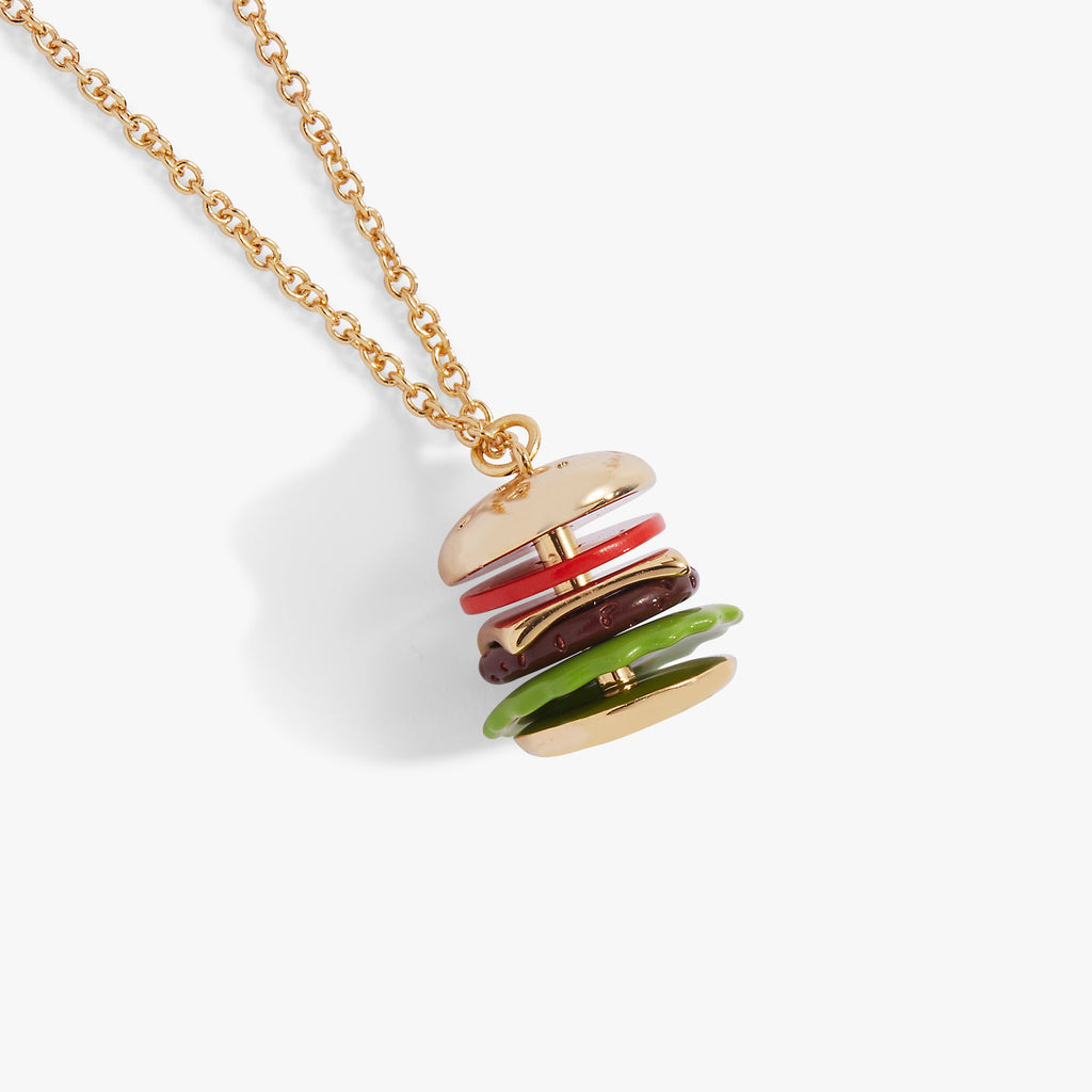 Hamburger Pendant Necklace with 'Bun In A Million' Hidden Message