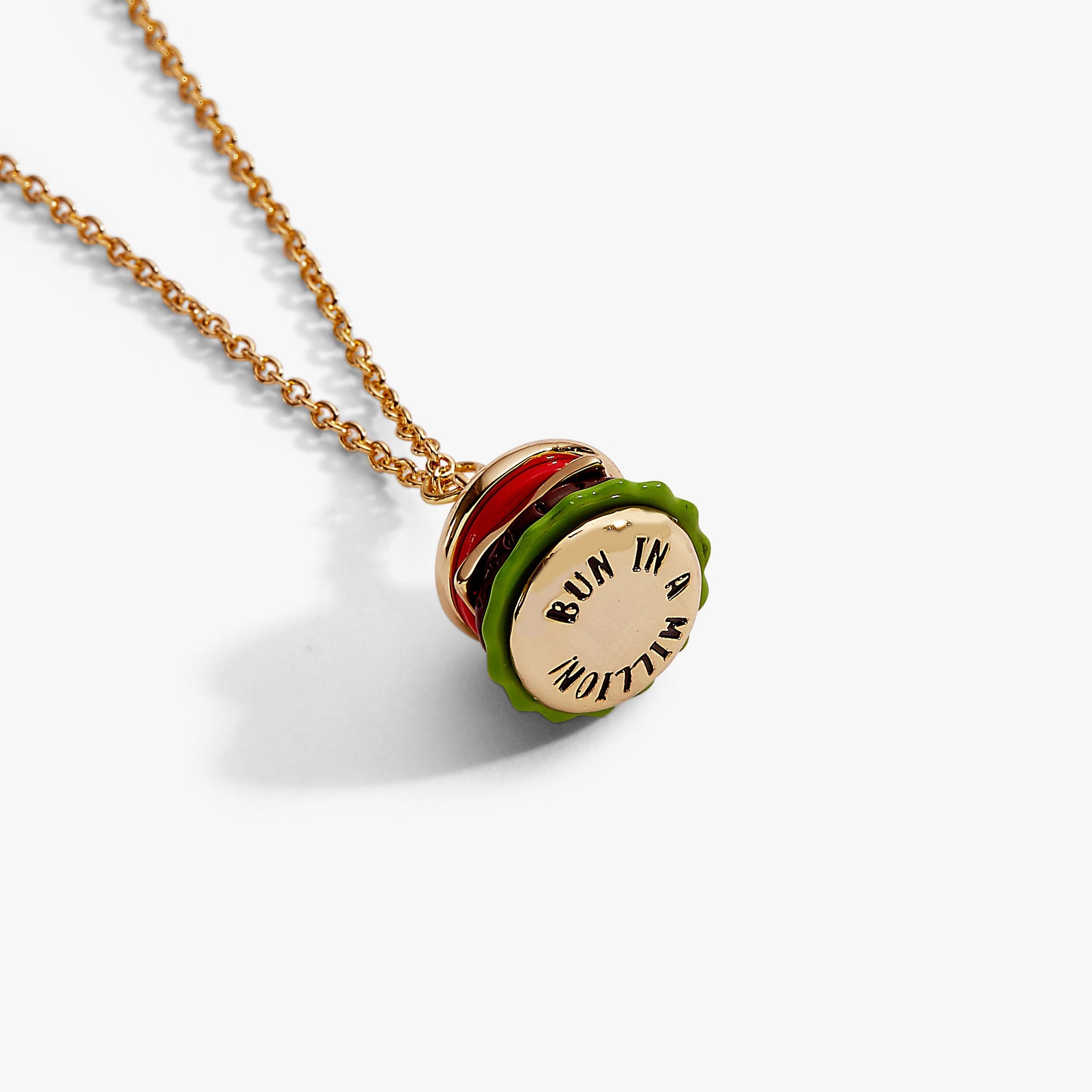 Hamburger Pendant Necklace with 'Bun In A Million' Hidden Message