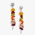 Hot Grill Summer Skewer Drop Earrings with colorful resin vegetable charms and crystal studs