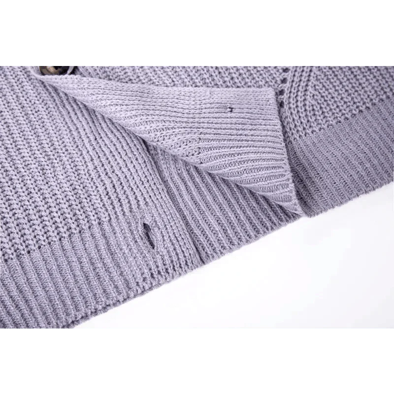 Women's Oversized V-Neck Knitted Button Cardigan Autumn Sweater