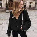 Women's Oversized V-Neck Knitted Button Cardigan Autumn Sweater