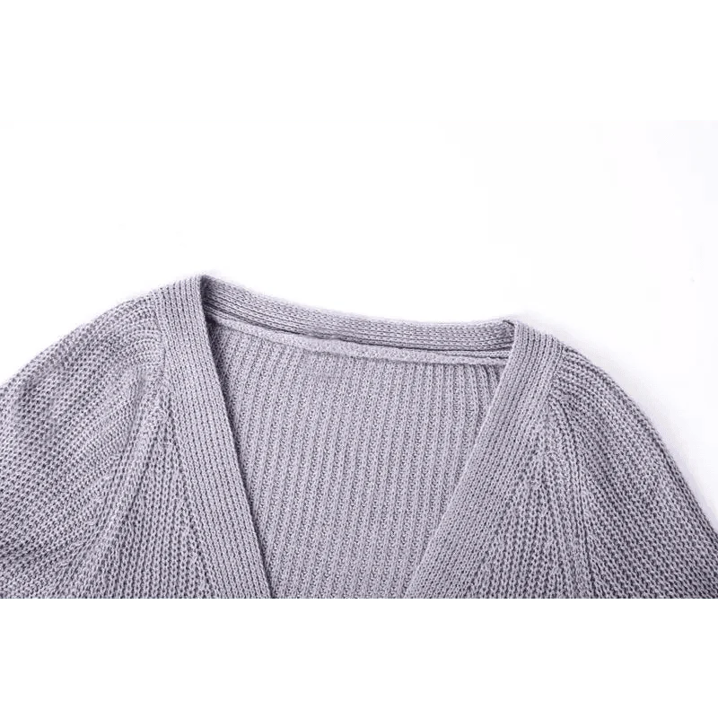 Women's Oversized V-Neck Knitted Button Cardigan Autumn Sweater