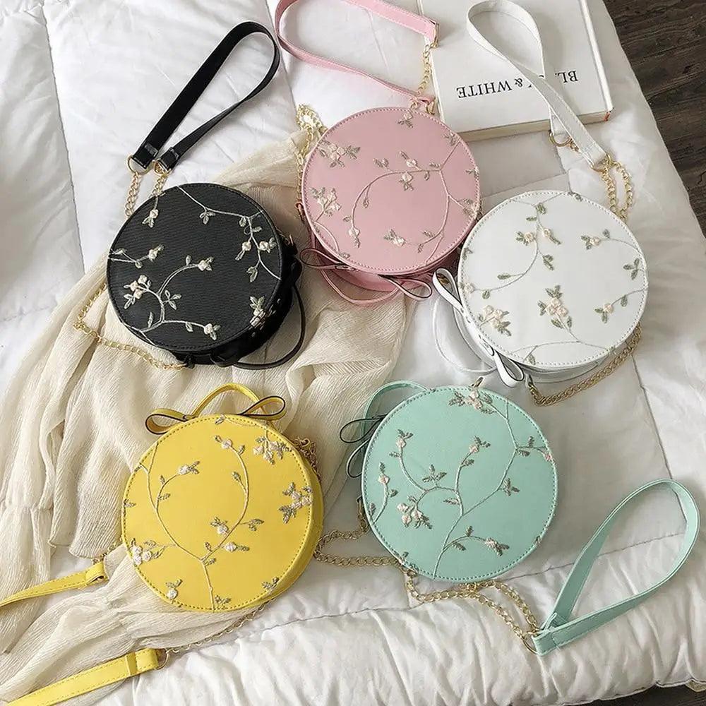 Sweet Lace Floral Crossbody Bag, Small PU Leather Chain Handbag