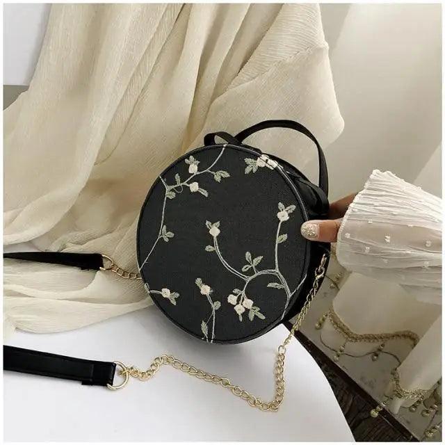 Sweet Lace Floral Crossbody Bag, Small PU Leather Chain Handbag