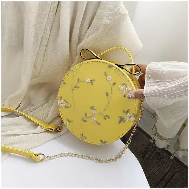 Sweet Lace Floral Crossbody Bag, Small PU Leather Chain Handbag