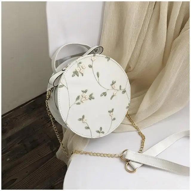 Sweet Lace Floral Crossbody Bag, Small PU Leather Chain Handbag