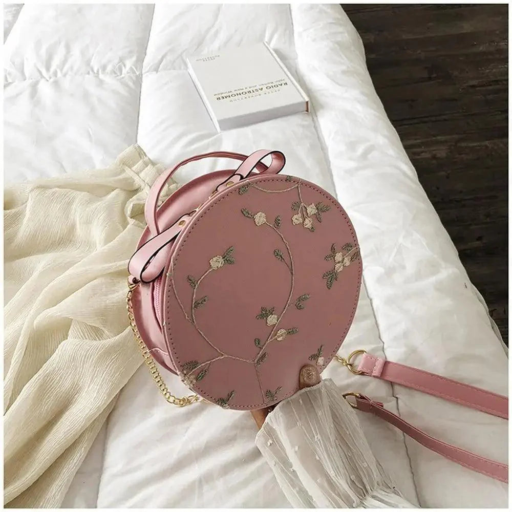 Sweet Lace Floral Crossbody Bag, Small PU Leather Chain Handbag