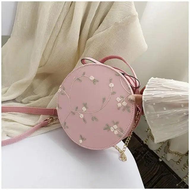 Sweet Lace Floral Crossbody Bag, Small PU Leather Chain Handbag