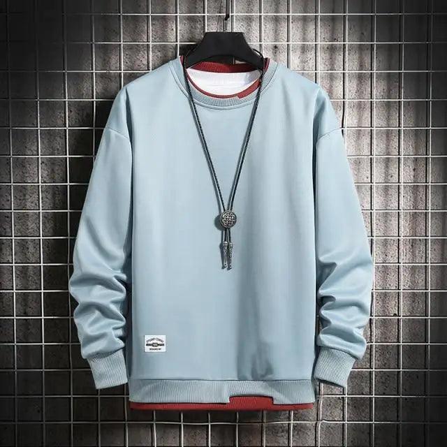 Men's Casual Solid Color Knit Pullover Crew Neck Sweatshirt