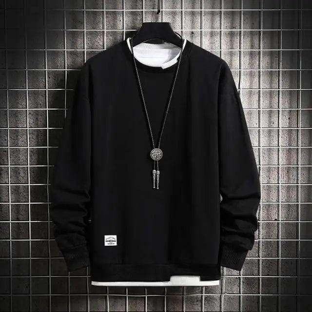 Men's Casual Solid Color Knit Pullover Crew Neck Sweatshirt