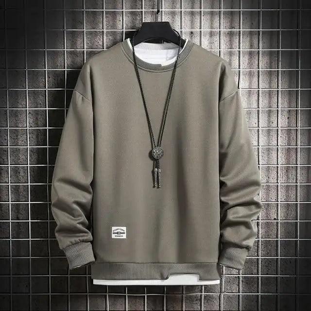 Men's Casual Solid Color Knit Pullover Crew Neck Sweatshirt