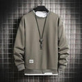 Men's Casual Solid Color Knit Pullover Crew Neck Sweatshirt
