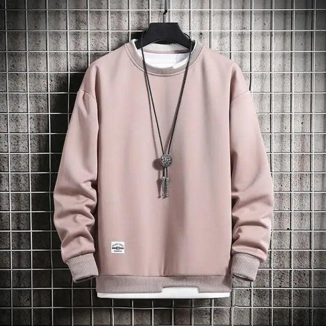 Men's Casual Solid Color Knit Pullover Crew Neck Sweatshirt