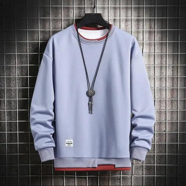 Men's Casual Solid Color Knit Pullover Crew Neck Sweatshirt