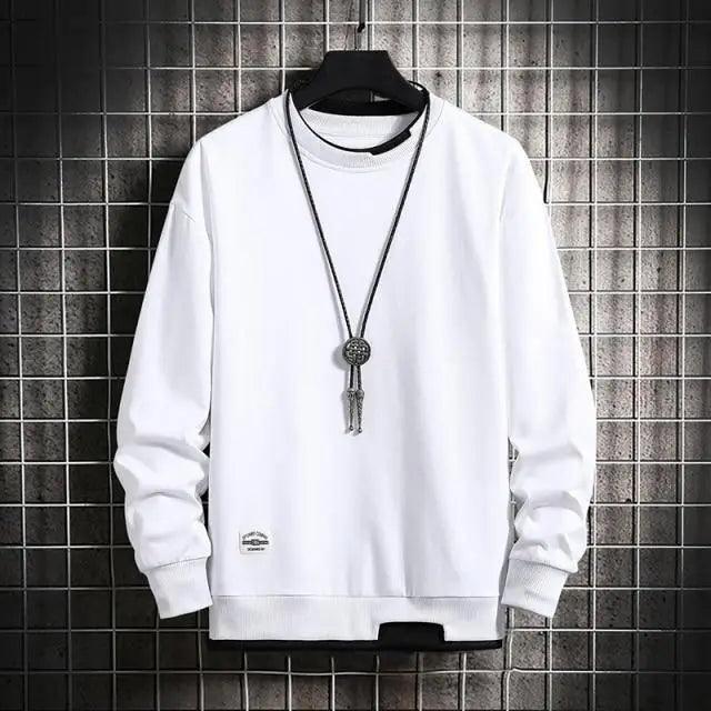 Men's Casual Solid Color Knit Pullover Crew Neck Sweatshirt