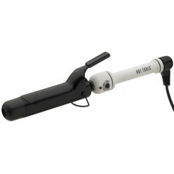 A professional 1-1/2 inch Nano Ceramic curling iron in a sleek monochrome finish for modern bathrooms.