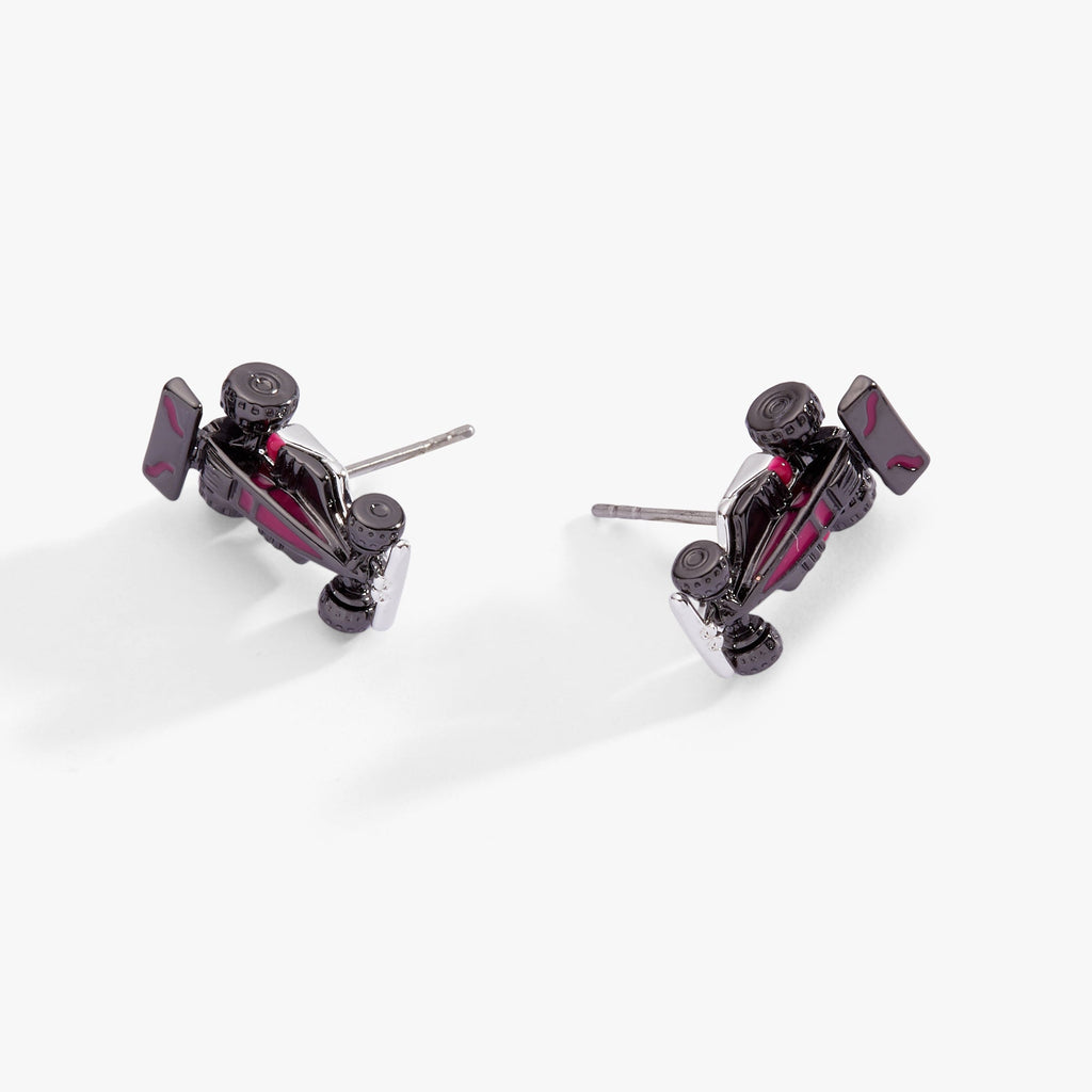Hot Wheels Racecar Stud Earrings with Enamel and Crystal Accents