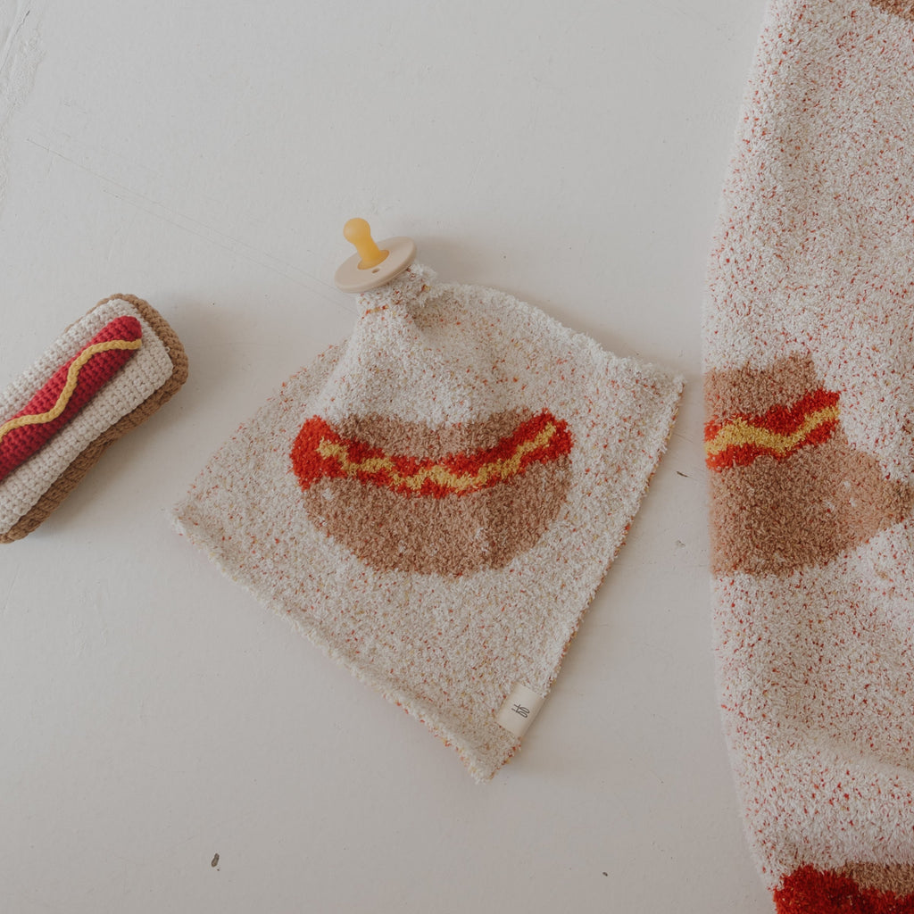 Hot Dog Knit Rattle - Soft Sensory Toy for Babies