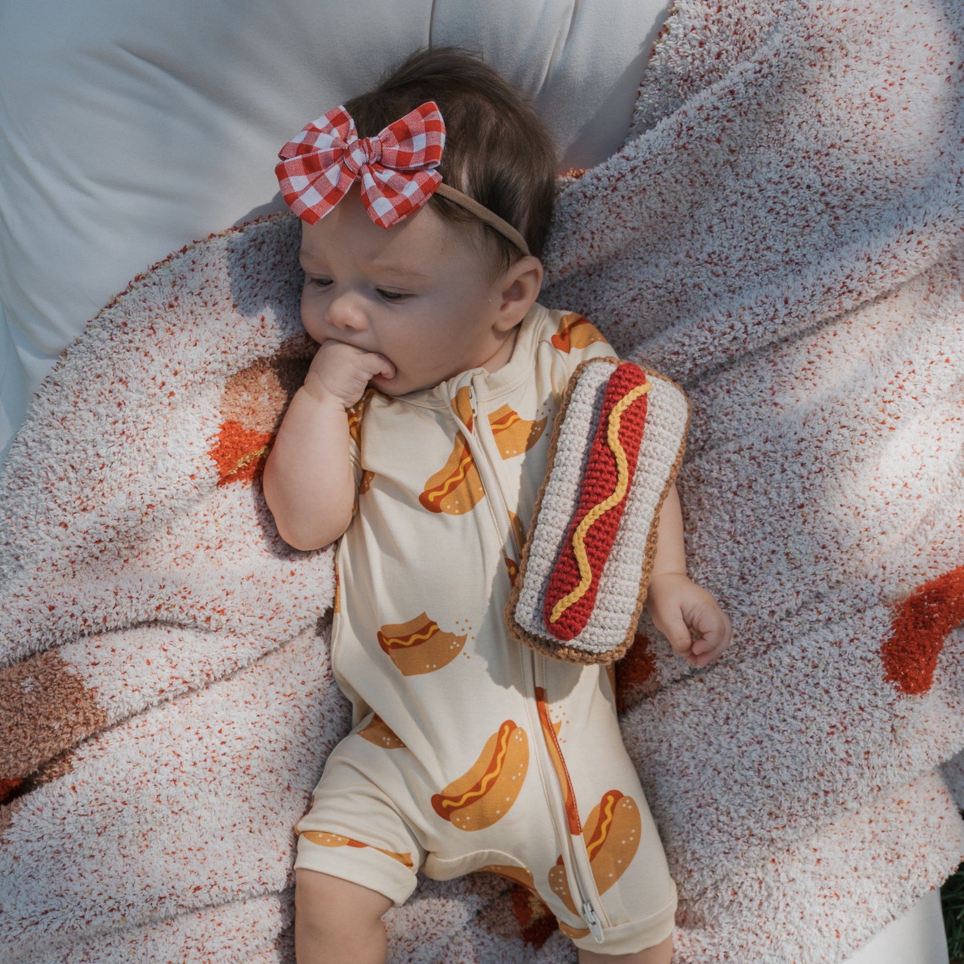 Hot Dog Knit Rattle - Soft Sensory Toy for Babies