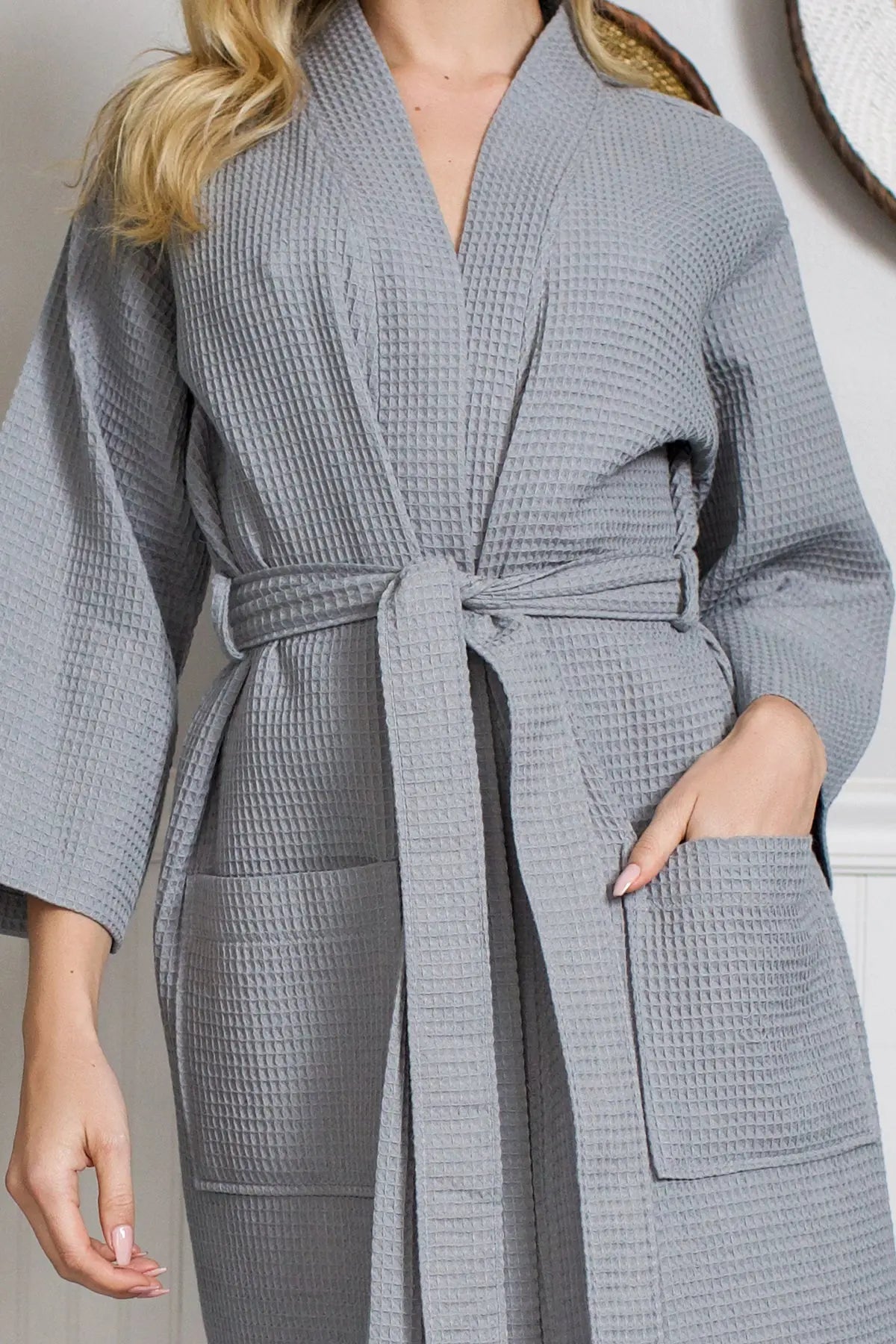 Women's Knee-Length Waffle Robe - Lightweight & Breezy Comfort