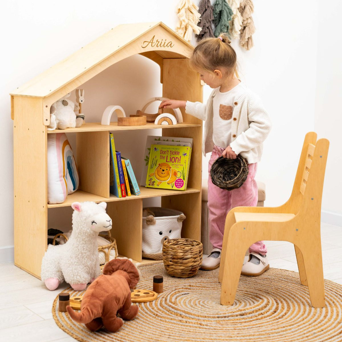 White Dollhouse Bookcase and Toy Storage for Kids Room