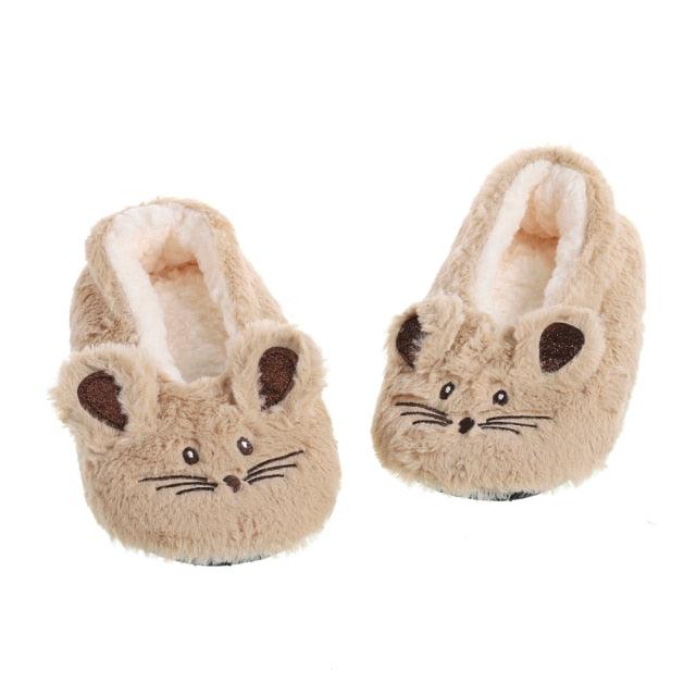 Women’s Plush Mouse Ear Memory Foam Slippers for Winter Comfort