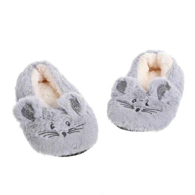 Women’s Plush Mouse Ear Memory Foam Slippers for Winter Comfort