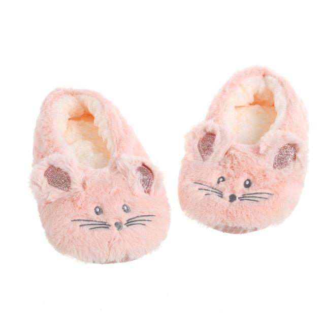 Women’s Plush Mouse Ear Memory Foam Slippers for Winter Comfort