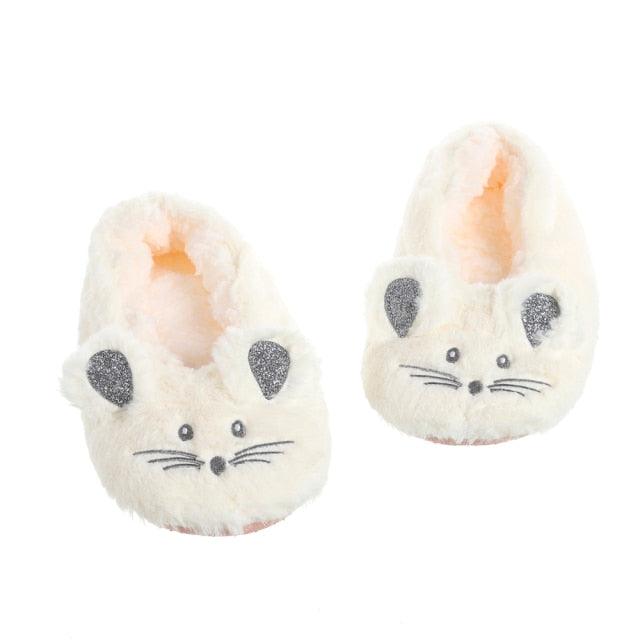 Women’s Plush Mouse Ear Memory Foam Slippers for Winter Comfort