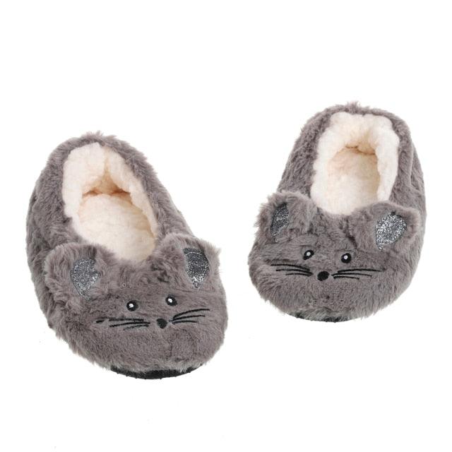 Women’s Plush Mouse Ear Memory Foam Slippers for Winter Comfort