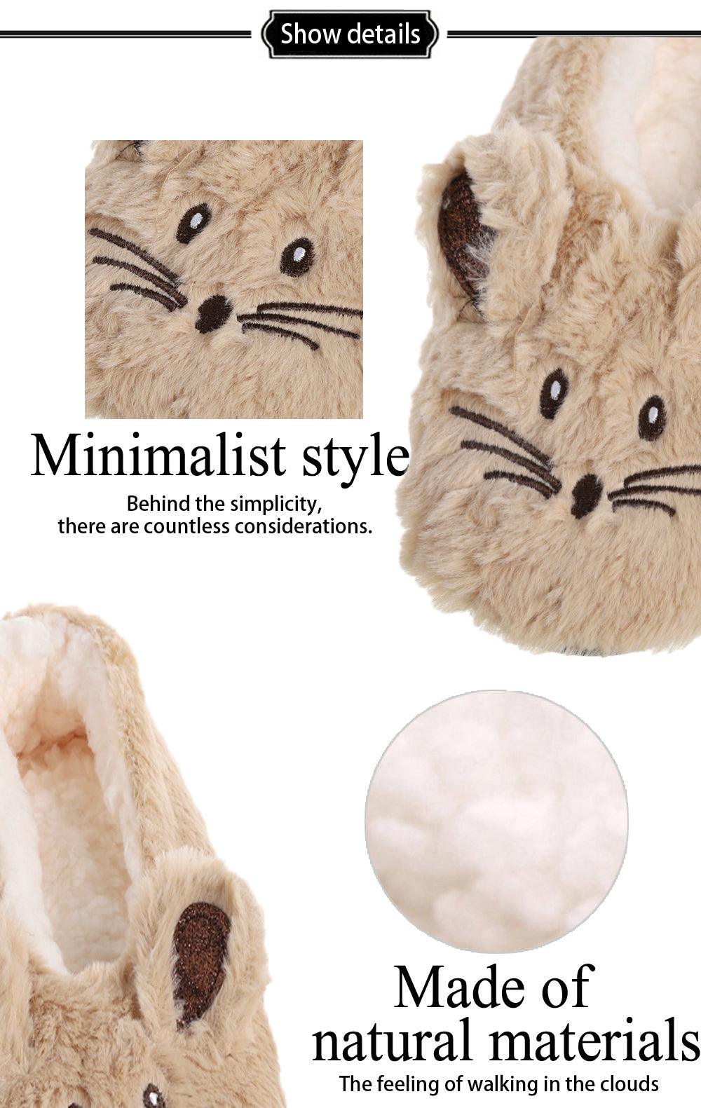 Women’s Plush Mouse Ear Memory Foam Slippers for Winter Comfort