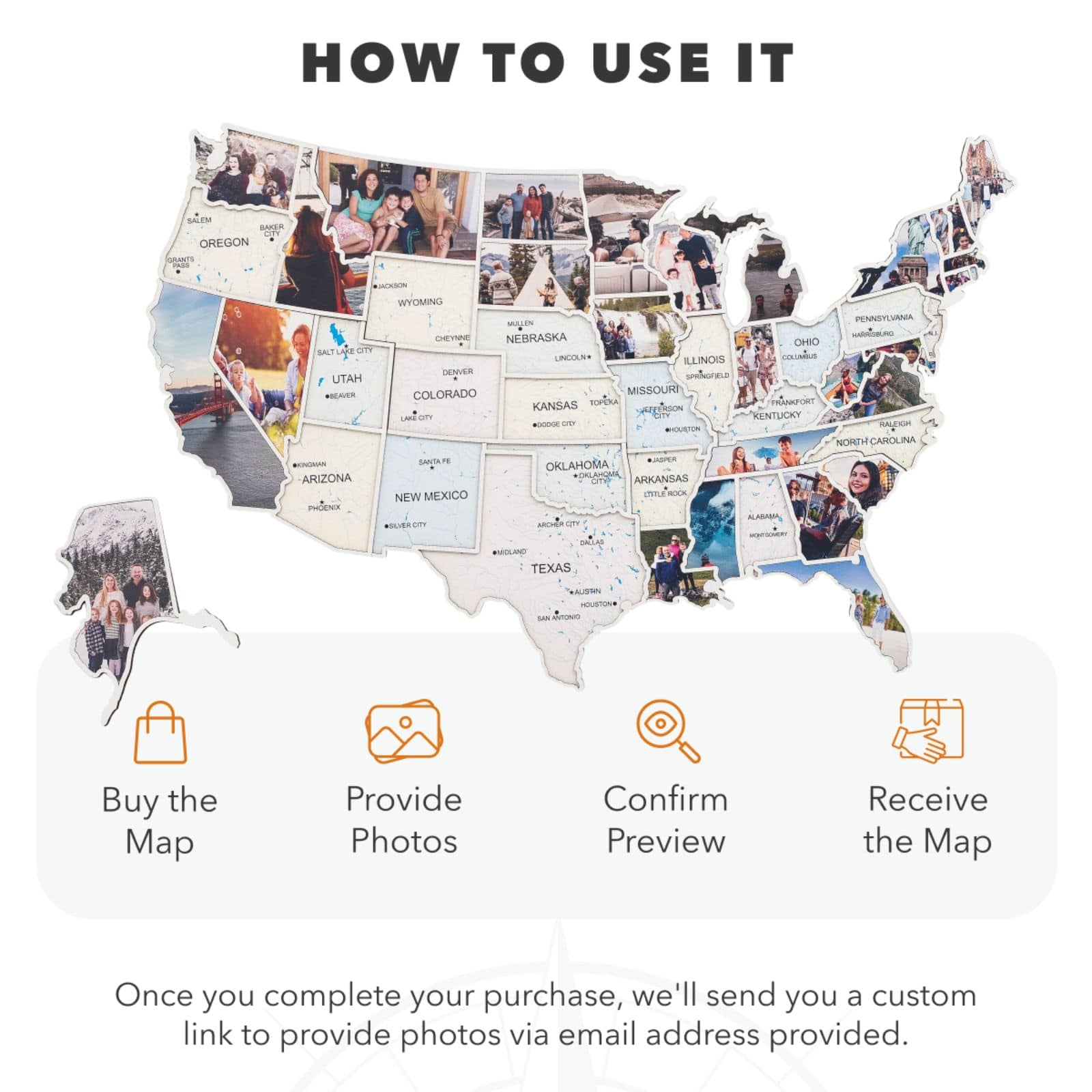 USA Photo Map in Pastel - Modern Travel Wall Decor