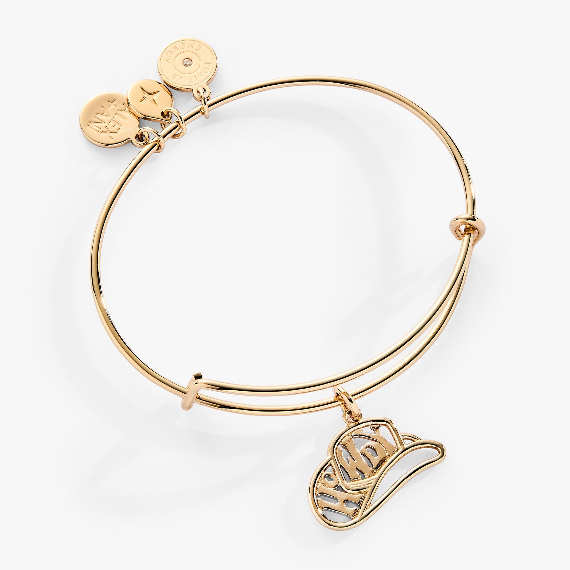 Alex and Ani style Howdy charm bangle featuring a cowboy hat charm.