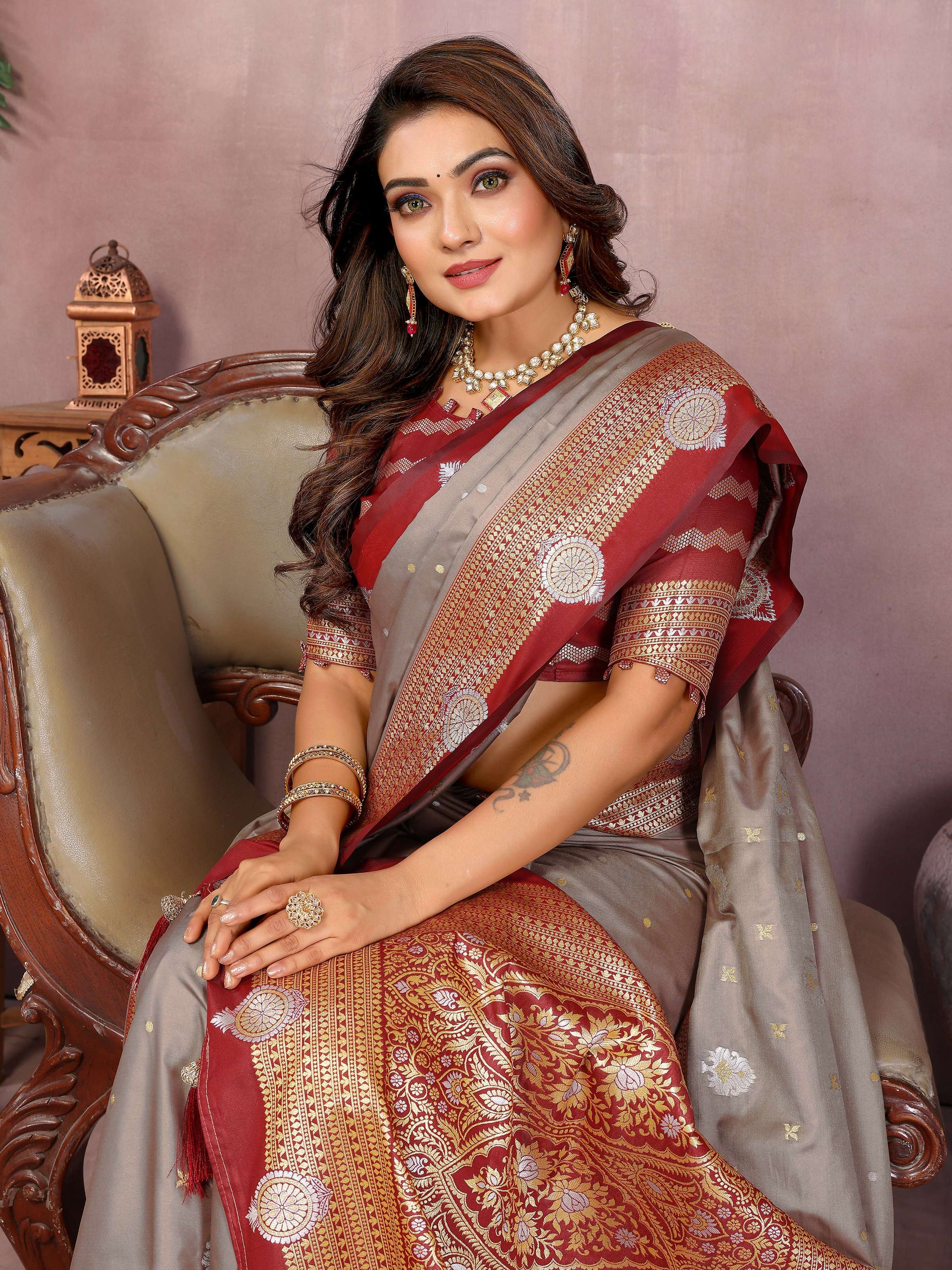 Grey Silk Woven Saree for Elegant Ethnic Styling