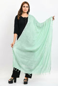 Pista Green linen cotton dupatta with elegant silver border