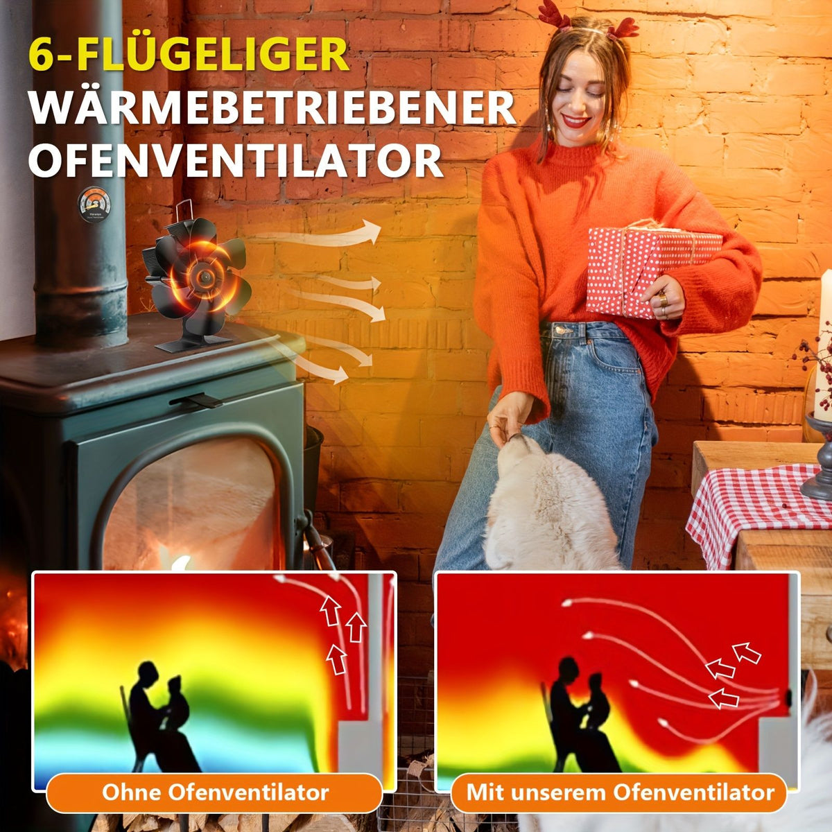 Heat Powered Stove Fan for Fireplace