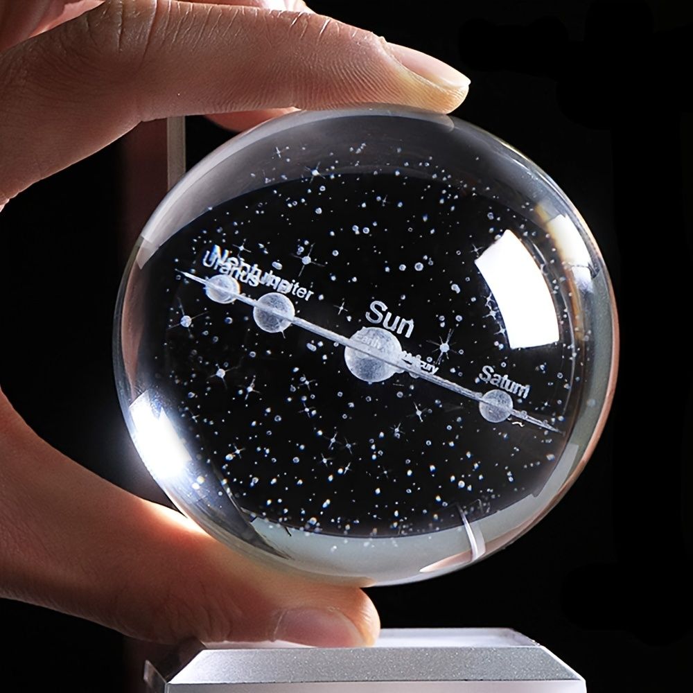 Solar System Crystal Ball Night Light with Touch LED Base