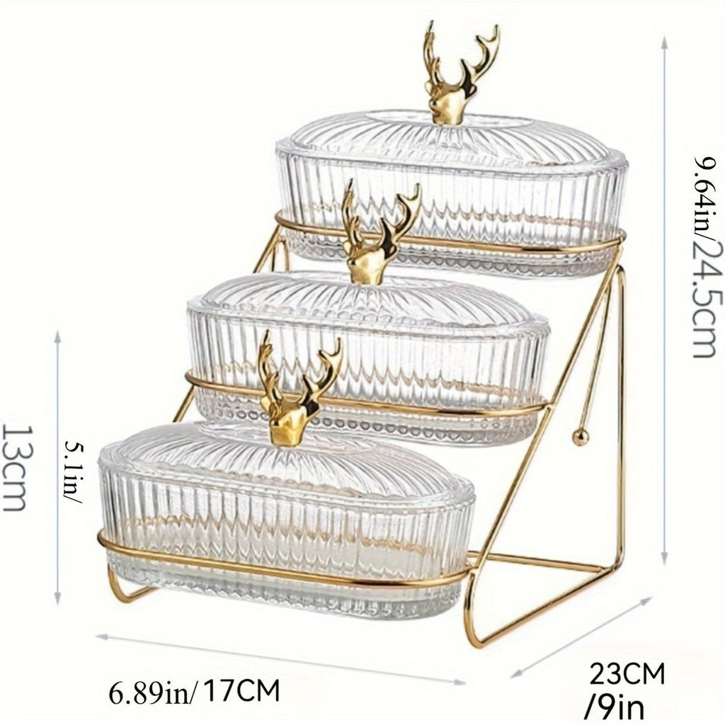 3 Tier Snack and Fruit Tray With Lid
