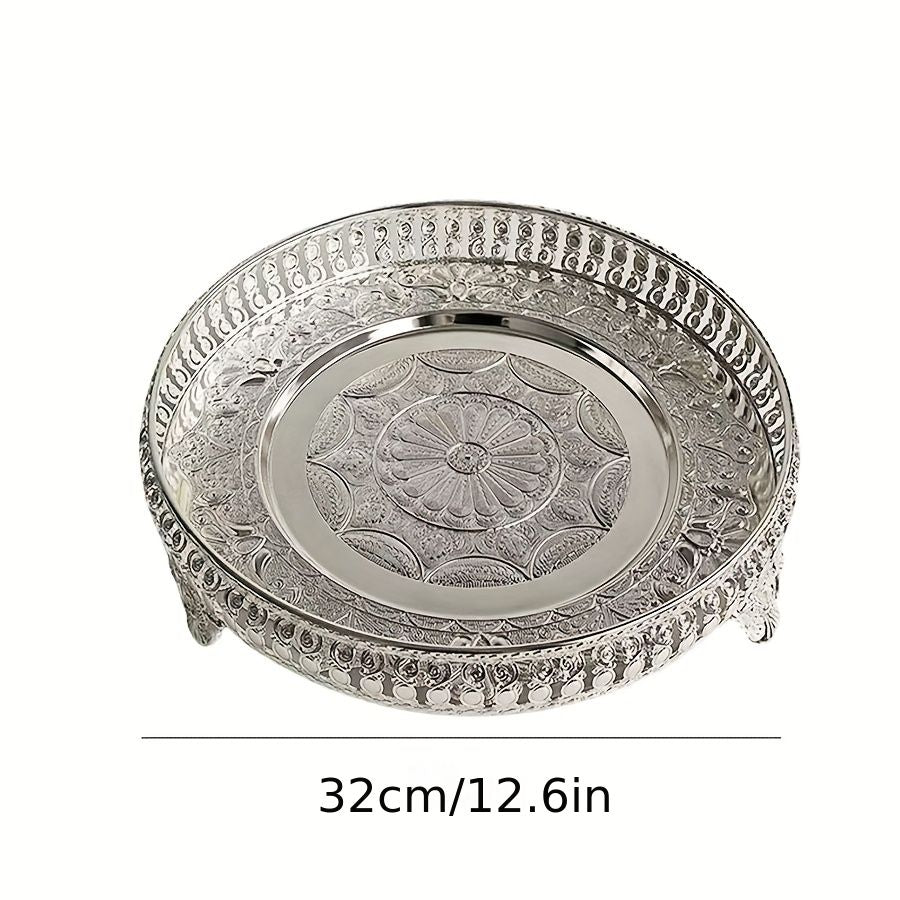 Flower-Shaped Metal Decorative Fruit Bowl and Service Plate