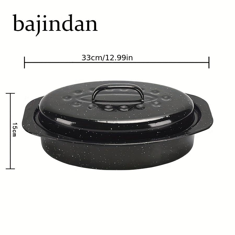 13 Inch Enameled Roasting Pan with Rack