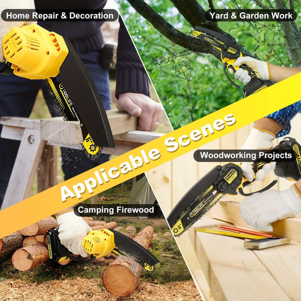 Cordless Mini Chainsaw with 2 Batteries and Toolbox
