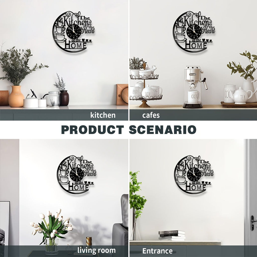 Coffee Cup Vinyl Record Wall Clock Silent Home Decor