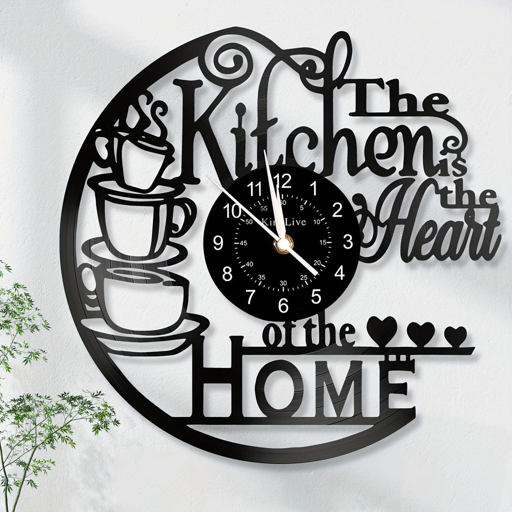 Coffee Cup Vinyl Record Wall Clock Silent Home Decor