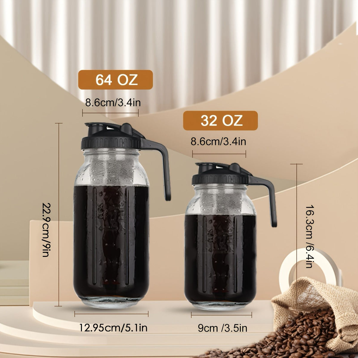 Glass Coffee Pot with Filter and Cleaning Brush