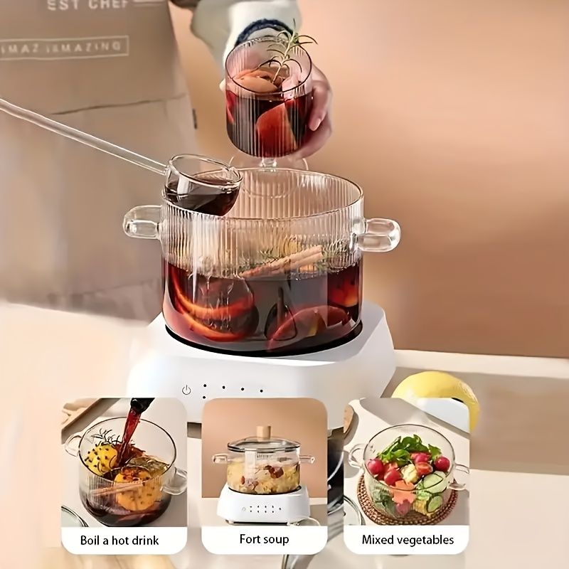1500ml High Borosilicate Glass Pot with Lid